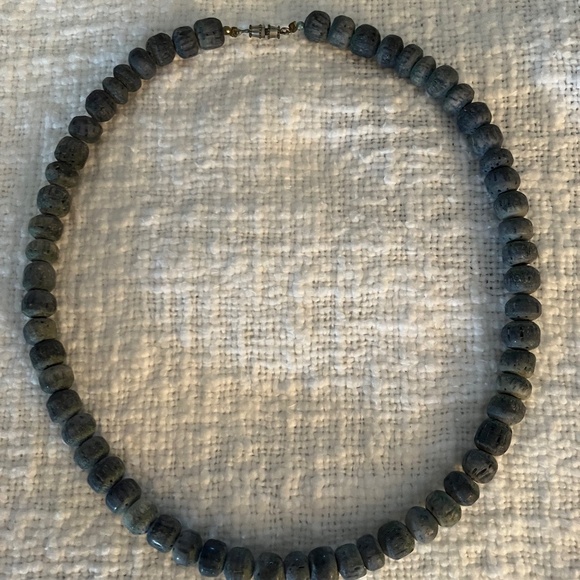 Vintage BLUE SPONGE CORAL BEADED NECKLACE- Unisex - Picture 2 of 4